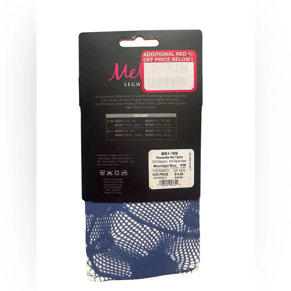 MeMoi‎ Legwear Fashion Lace Tights in Blue S/M